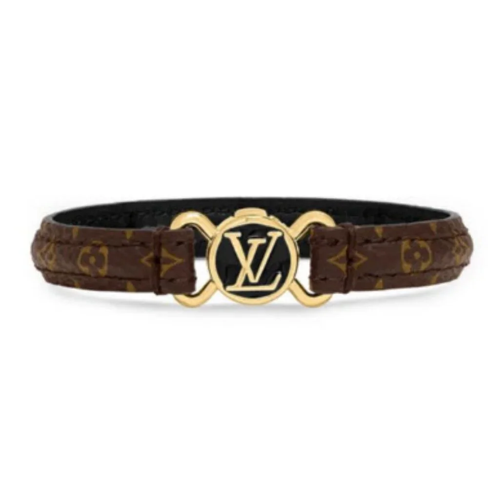 Authentic Louis Vuitton M8026 BC0223 Brown Gold LV Monogram Clic IT Bracelet - Picture 1 of 10